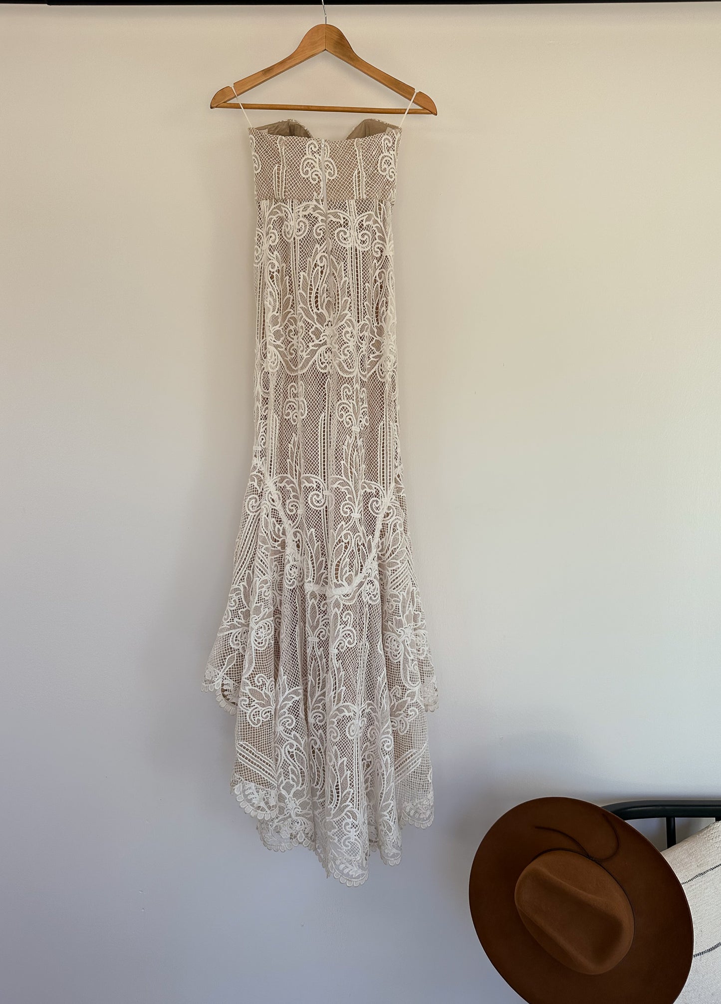 Formal Strapless Lace Gown
