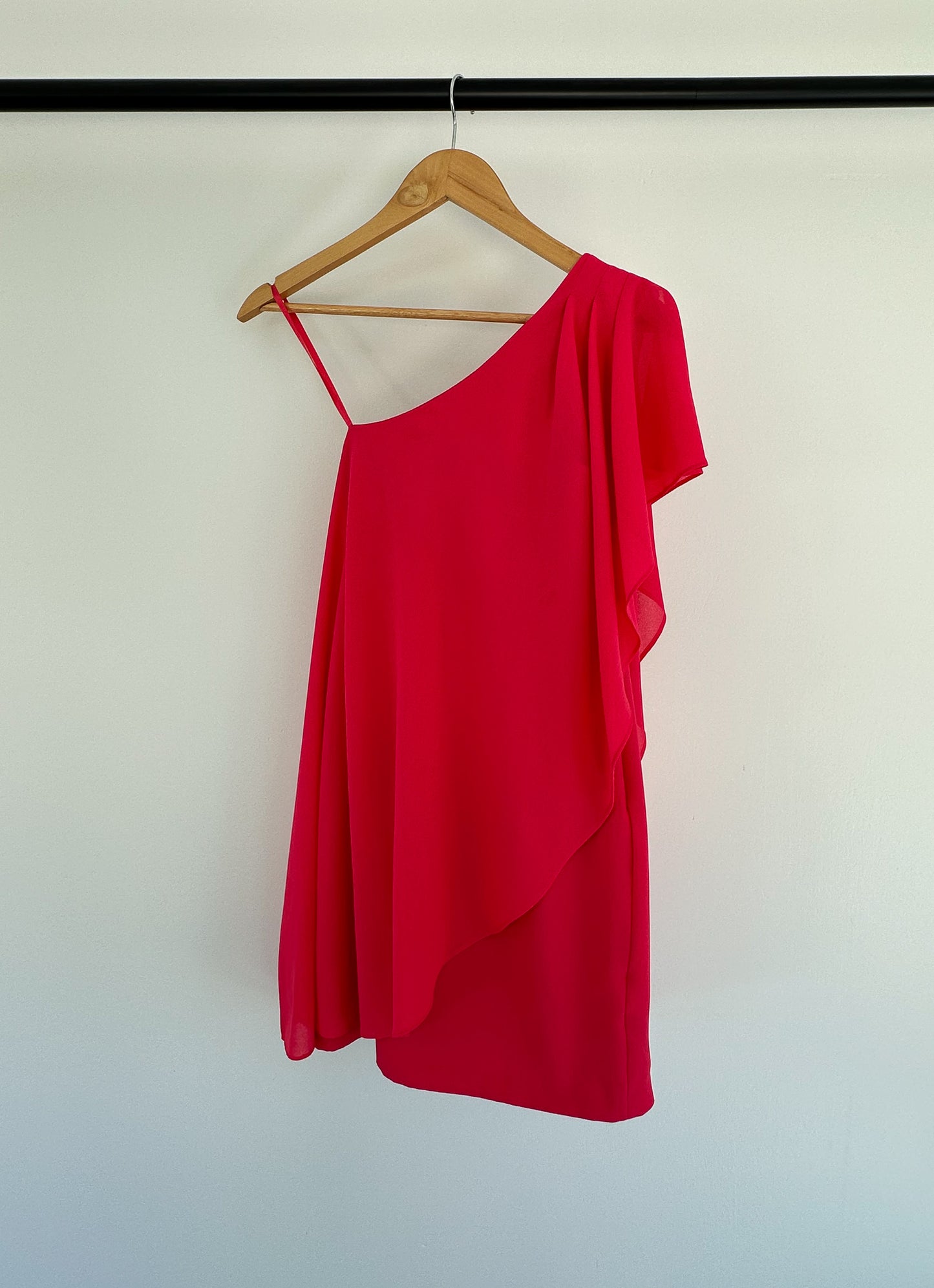 Hot Pink Aqua One Shoulder Dress