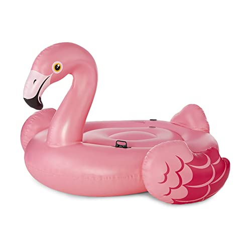 Intex 86 x 83 Inch Giant Inflatable Ride On Mega Flamingo Island Pool Float Relaxing Water Lounger with Built in Handles for 2 Riders, Pink