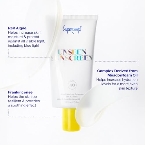 Supergoop! Unseen Sunscreen - SPF 40-1.7 fl oz - Invisible, Broad Spectrum Face Sunscreen - Weightless, Scentless, and Oil Free - For All Skin Types and Skin Tones