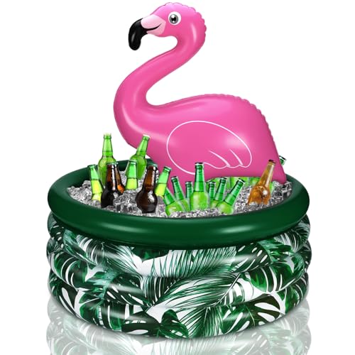 Bencailor Summer Flamingo Party Decoration Flamingo Inflatable Cooler Blow up Drink Cooler Reusable Floating Ice Chest for Summer Holiday Birthday Party Decor Supplies