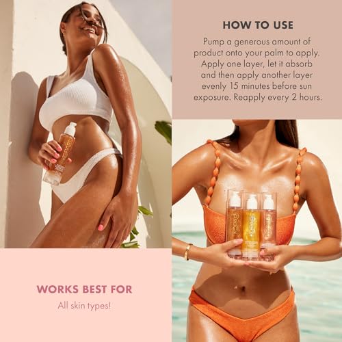 Kopari Sun Shield Body Glow - SPF 30 UV Protection Sheer Sunscreen Golden Amber - Sweat and Water Resistant - Antioxidant Vitamin E Vegan Cruelty Free - Macadamia Hibiscus Avocado Coconut Oils 5oz