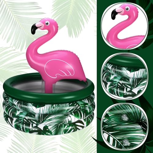 Bencailor Summer Flamingo Party Decoration Flamingo Inflatable Cooler Blow up Drink Cooler Reusable Floating Ice Chest for Summer Holiday Birthday Party Decor Supplies