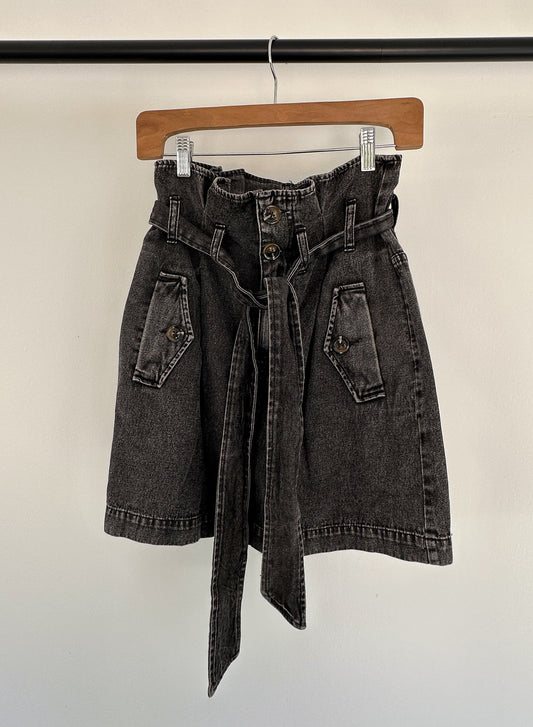 Black Denim High Waist Skirt
