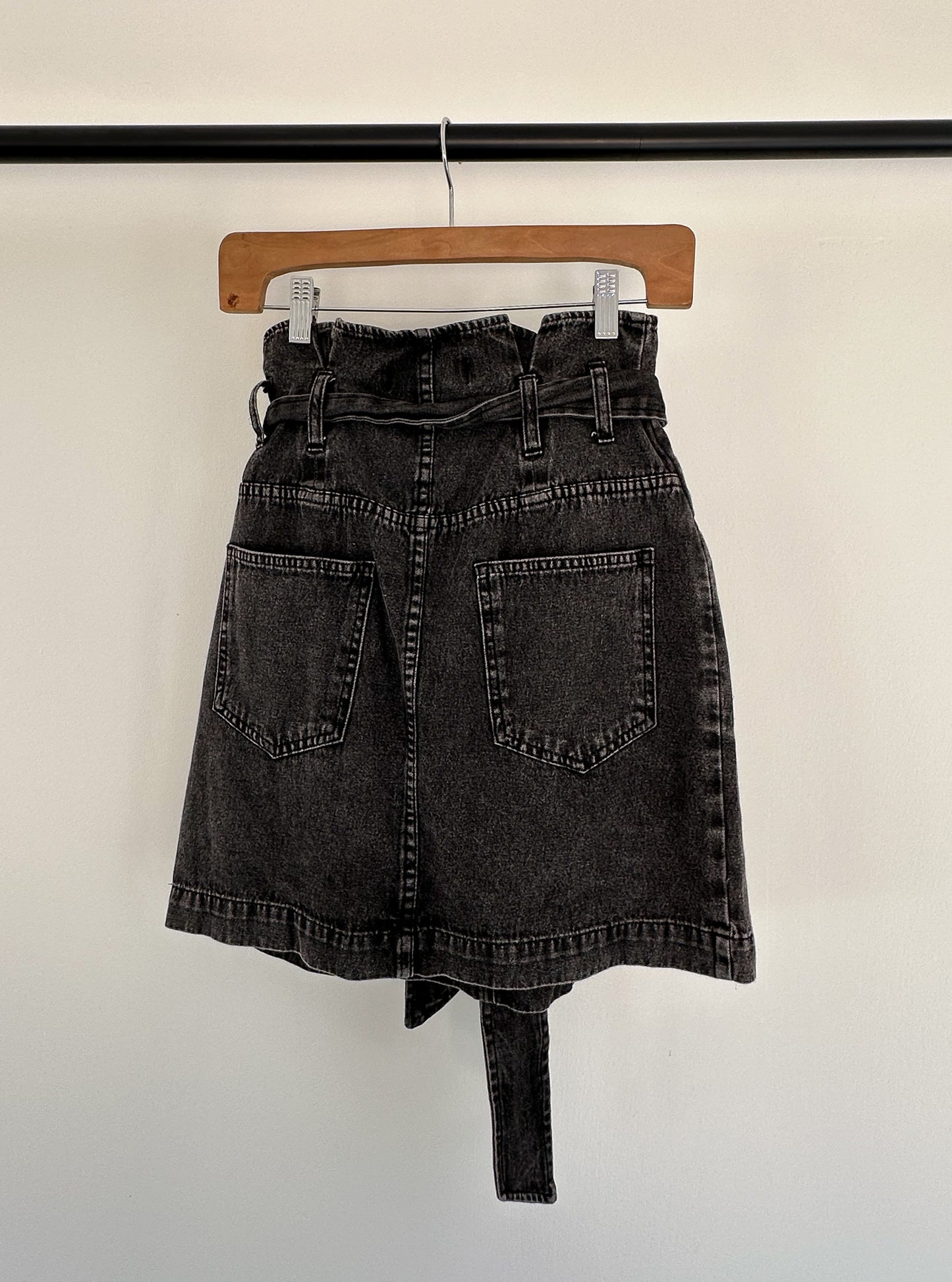 Black Denim High Waist Skirt