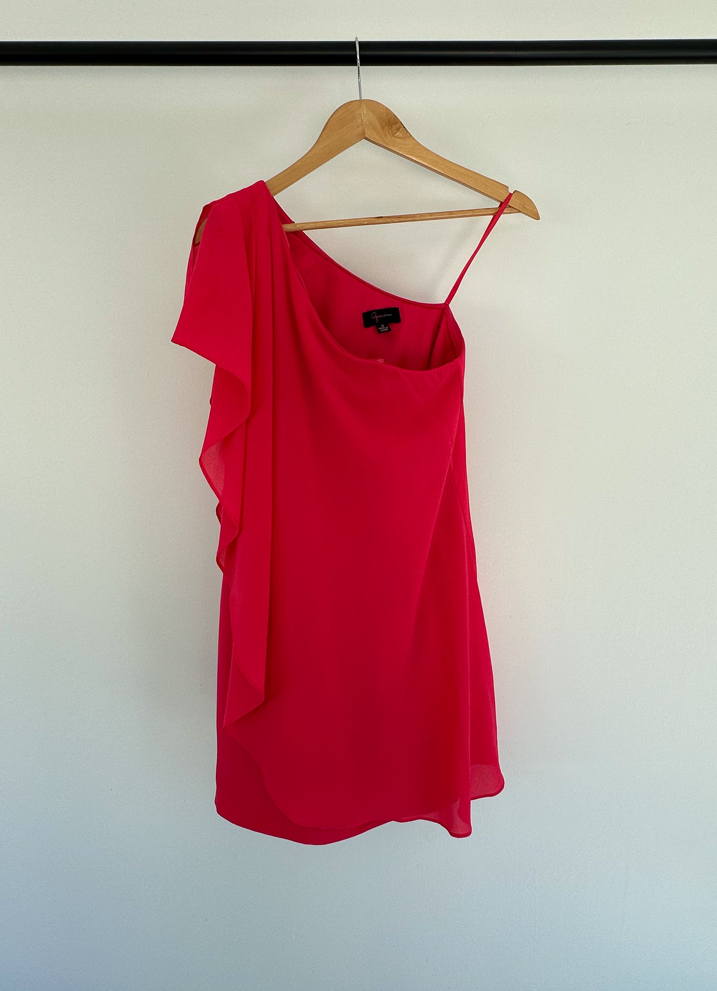 Hot Pink Aqua One Shoulder Dress