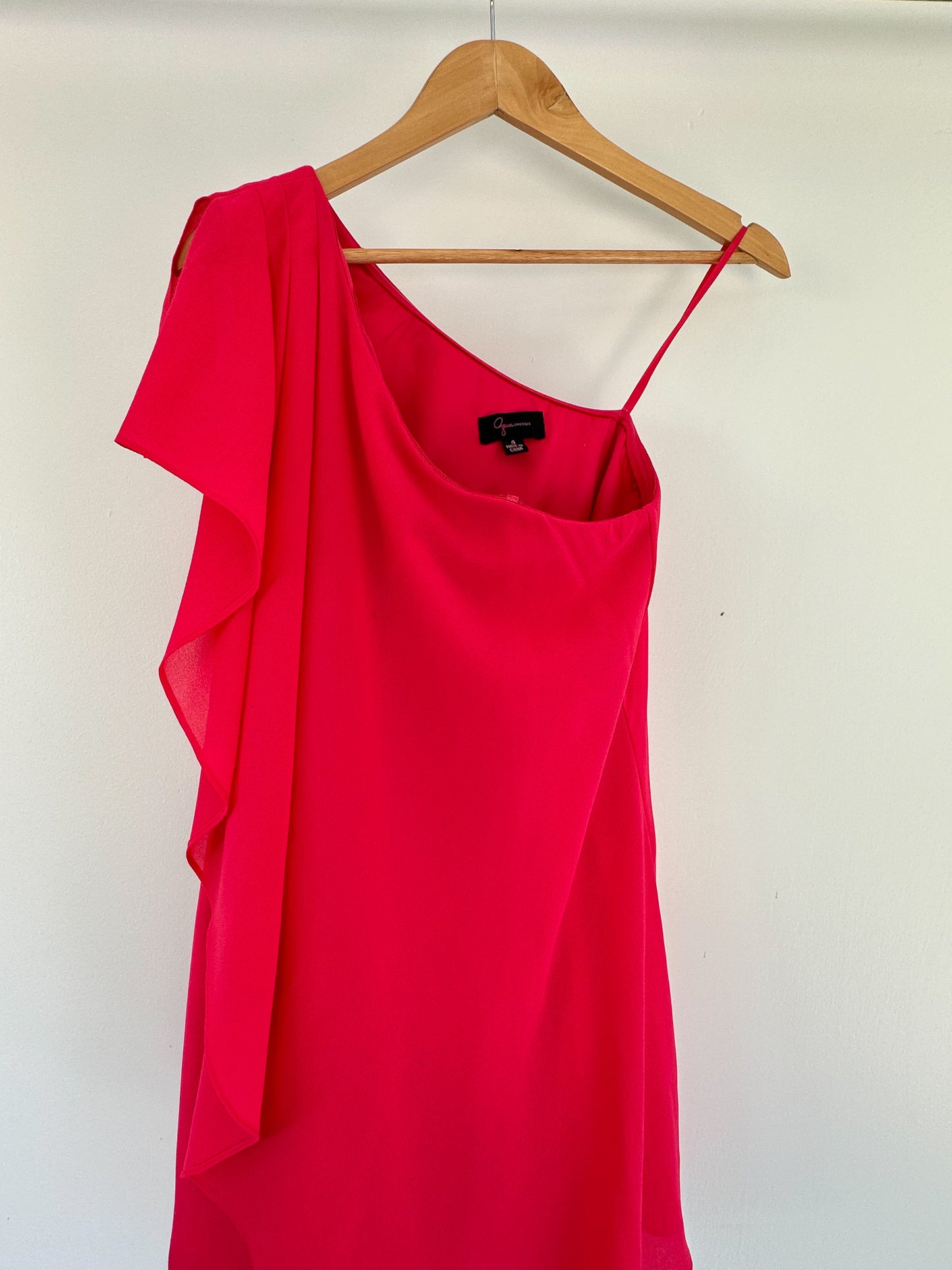 Hot Pink Aqua One Shoulder Dress