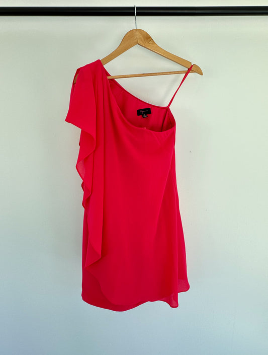 Hot Pink Aqua One Shoulder Dress
